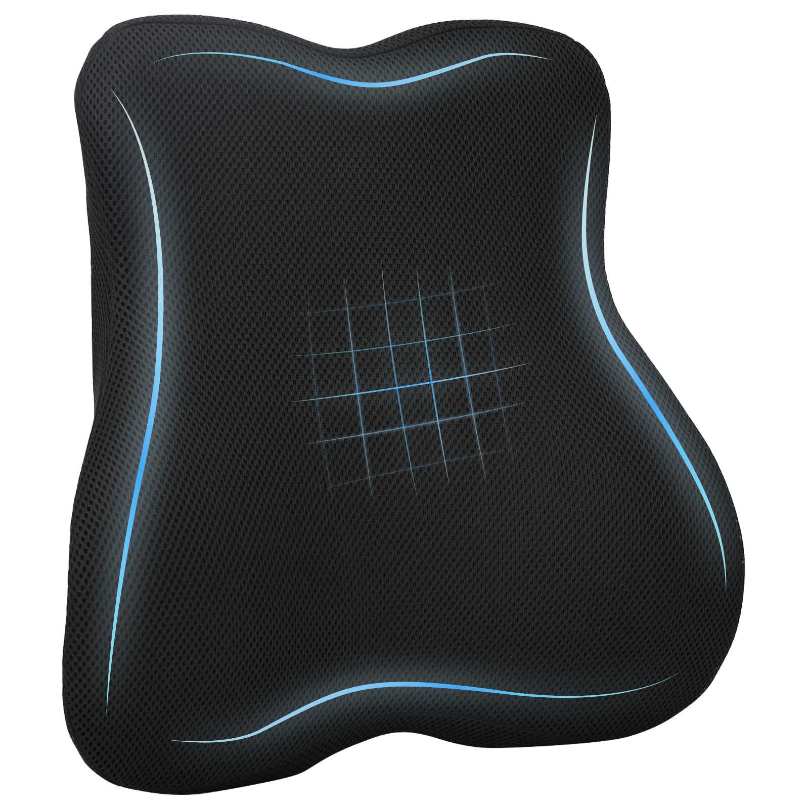 Almofada lombar preto espuma de memória 40 x 40 x 11 cm