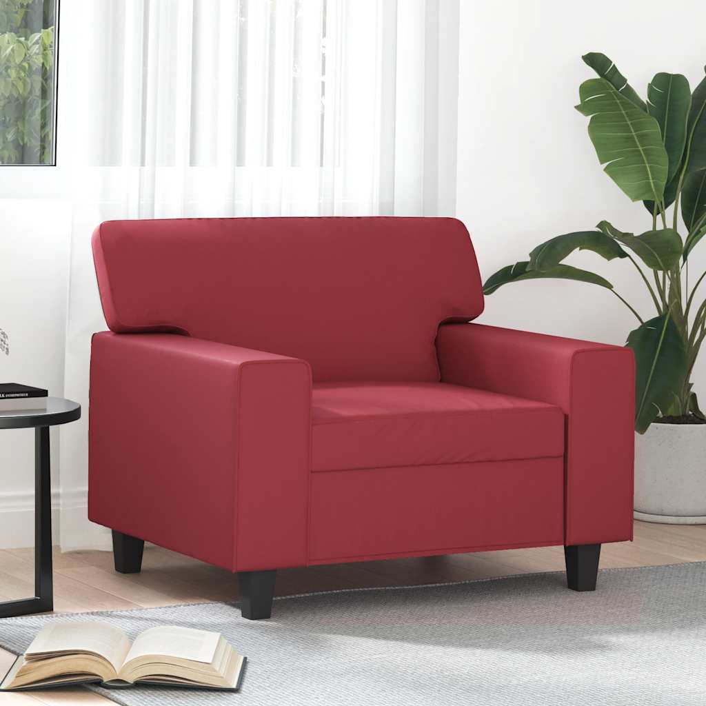Poltrona 60 cm couro artificial vermelho tinto