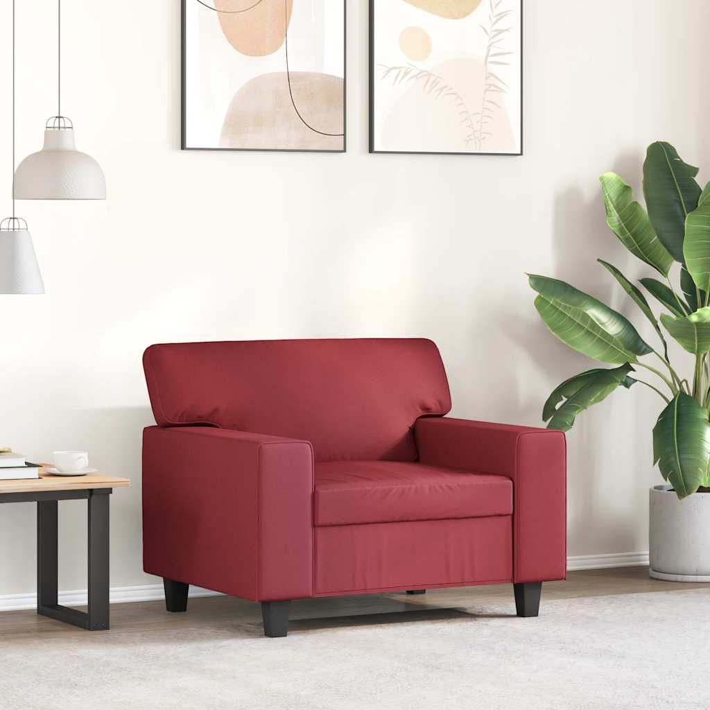 Poltrona 60 cm couro artificial vermelho tinto