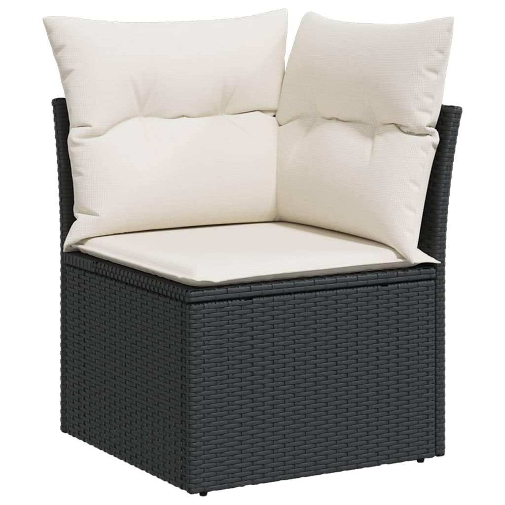 8 Pcs conjunto sofás de jardim com almofadões vime PE preto
