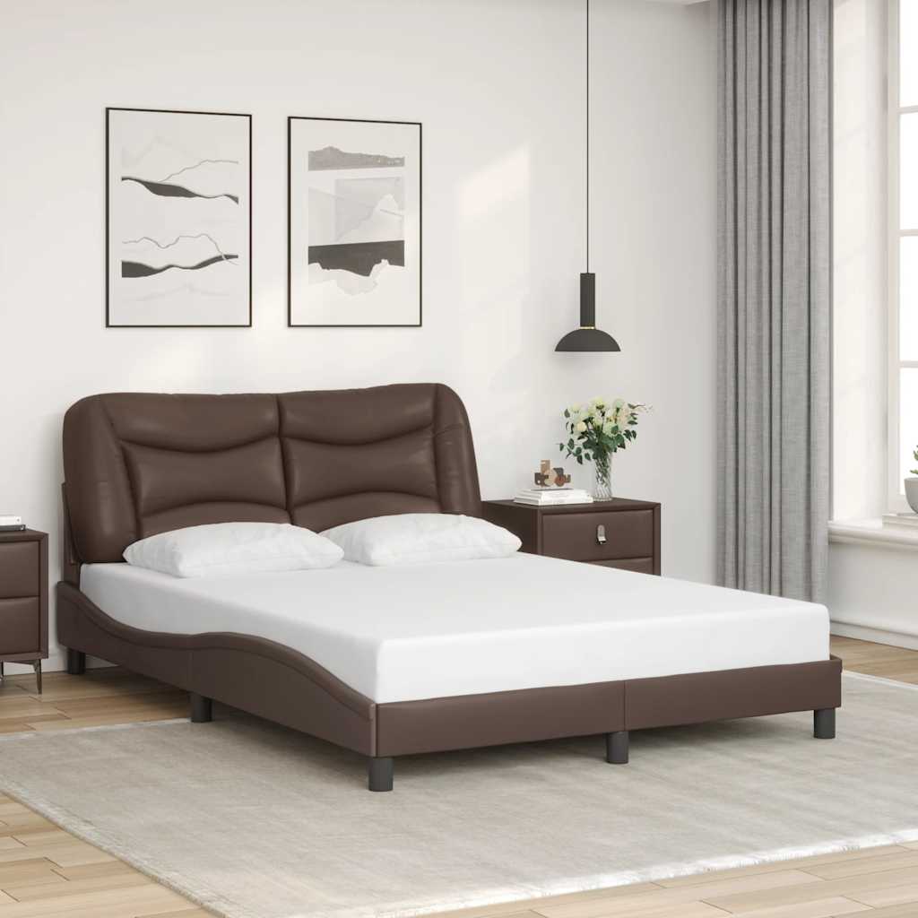Estrutura de cama sem colchão hvar couro artificial 140x190cm castanho