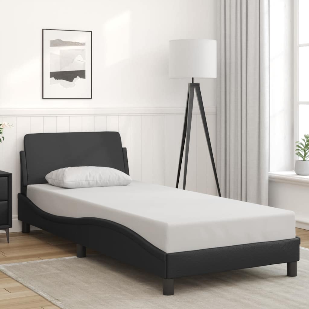 Estrutura de cama dover 90x200 cm couro artificial preto