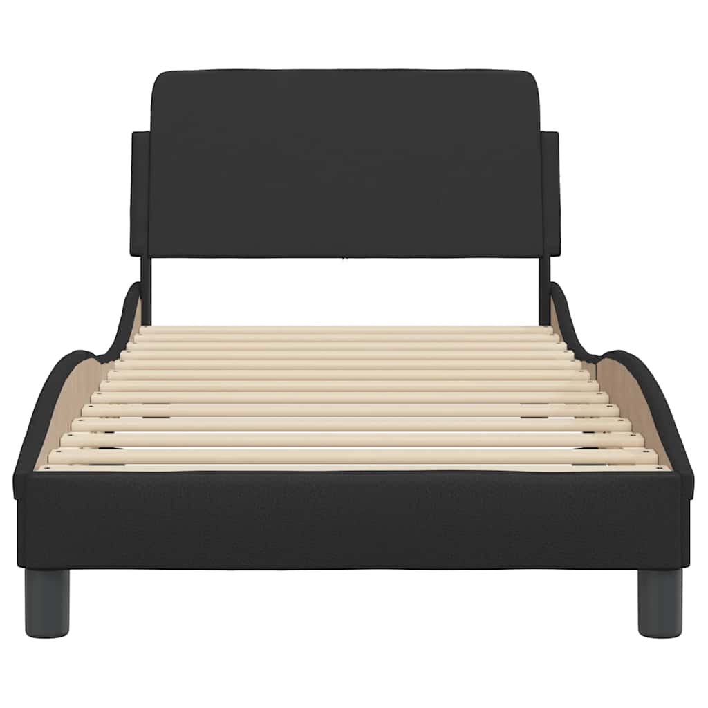 Estrutura de cama dover 90x200 cm couro artificial preto