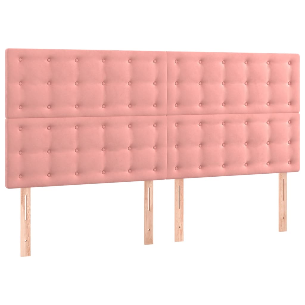 Cabeceira de cama c/ luzes LED veludo 160x5x118/128 cm rosa