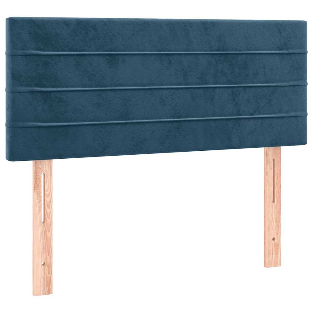 Cabeceira de cama c/ luzes LED veludo 80x5x78/88 cm azul-escuro