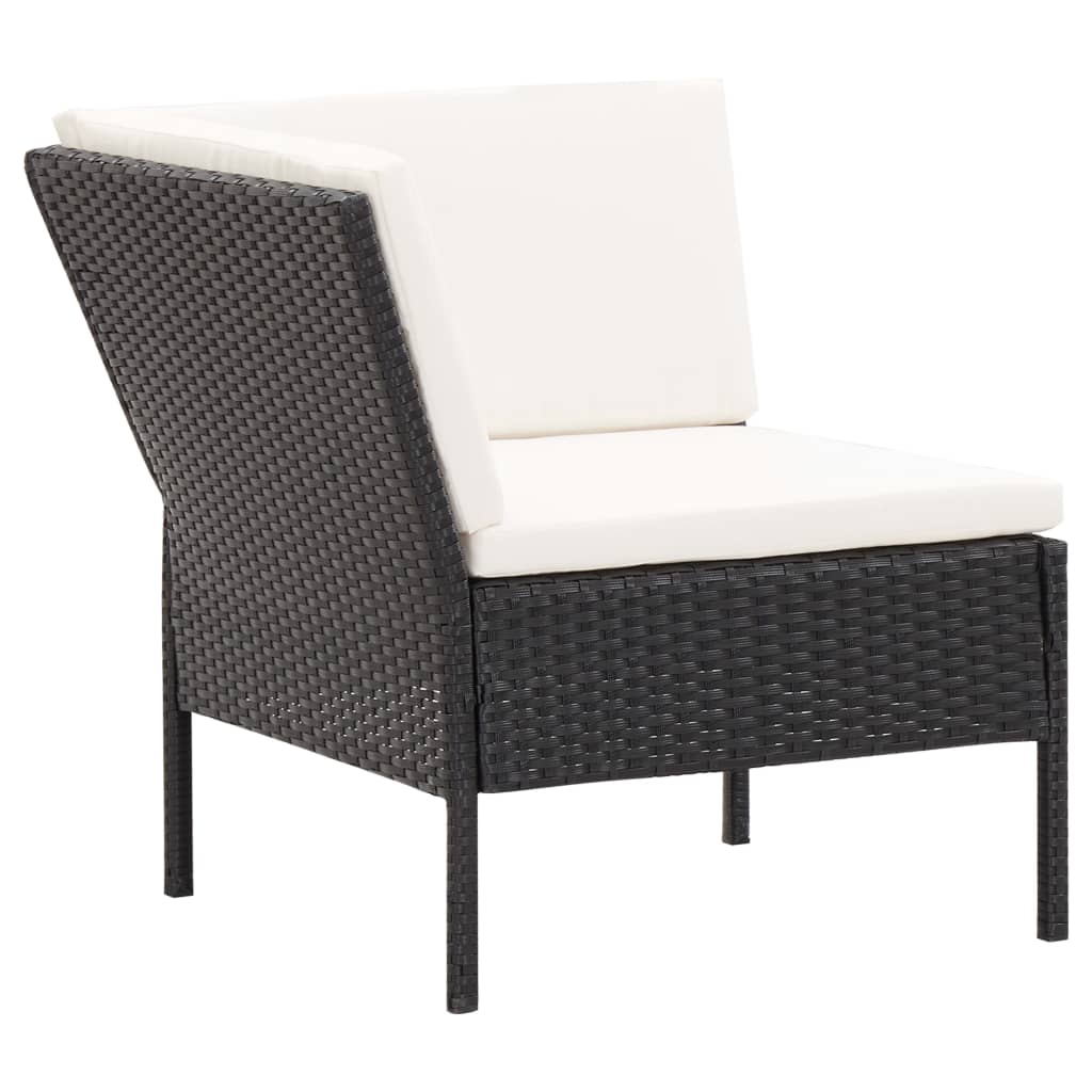 6 Pcs conjunto lounge de jardim c/ almofadões vime PE preto