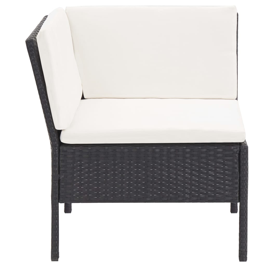 6 Pcs conjunto lounge de jardim c/ almofadões vime PE preto