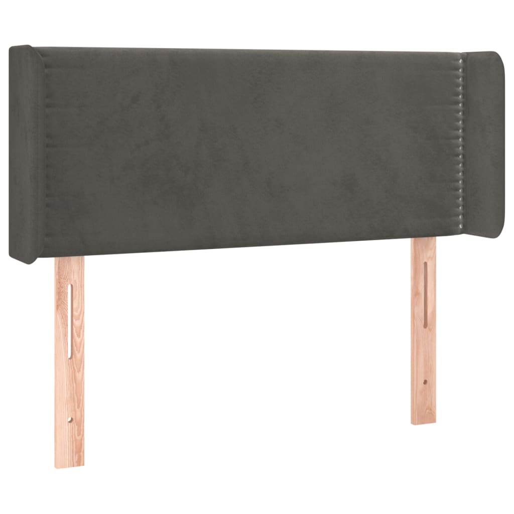 Cabeceira cama c/ luzes LED veludo 103x16x78/88 cm cinza-escuro