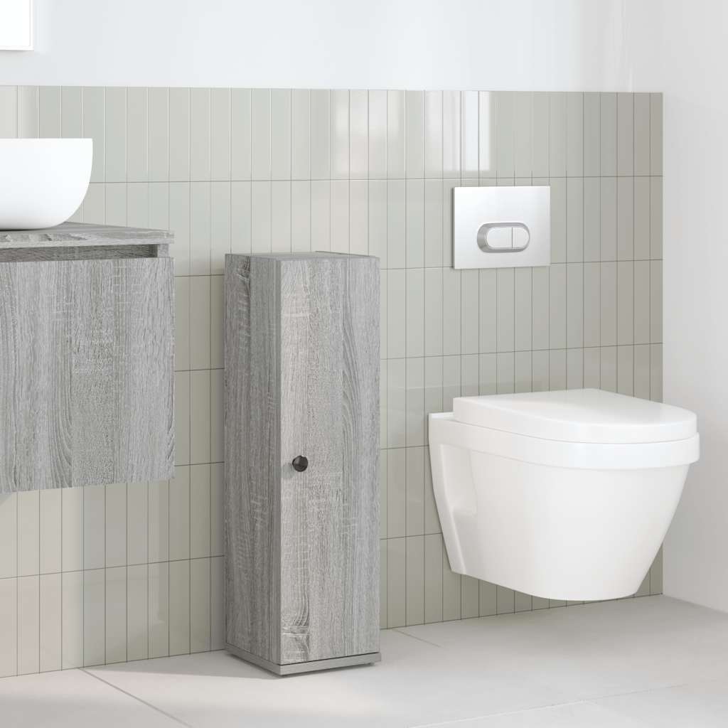 Móvel p/ casa banho c/ suporte rolos 20,5x22x72 cm sonoma cinza