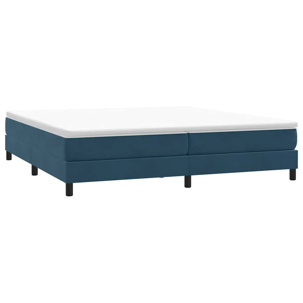 Cama com molas sem colchão 200x220 cm veludo azul-escuro