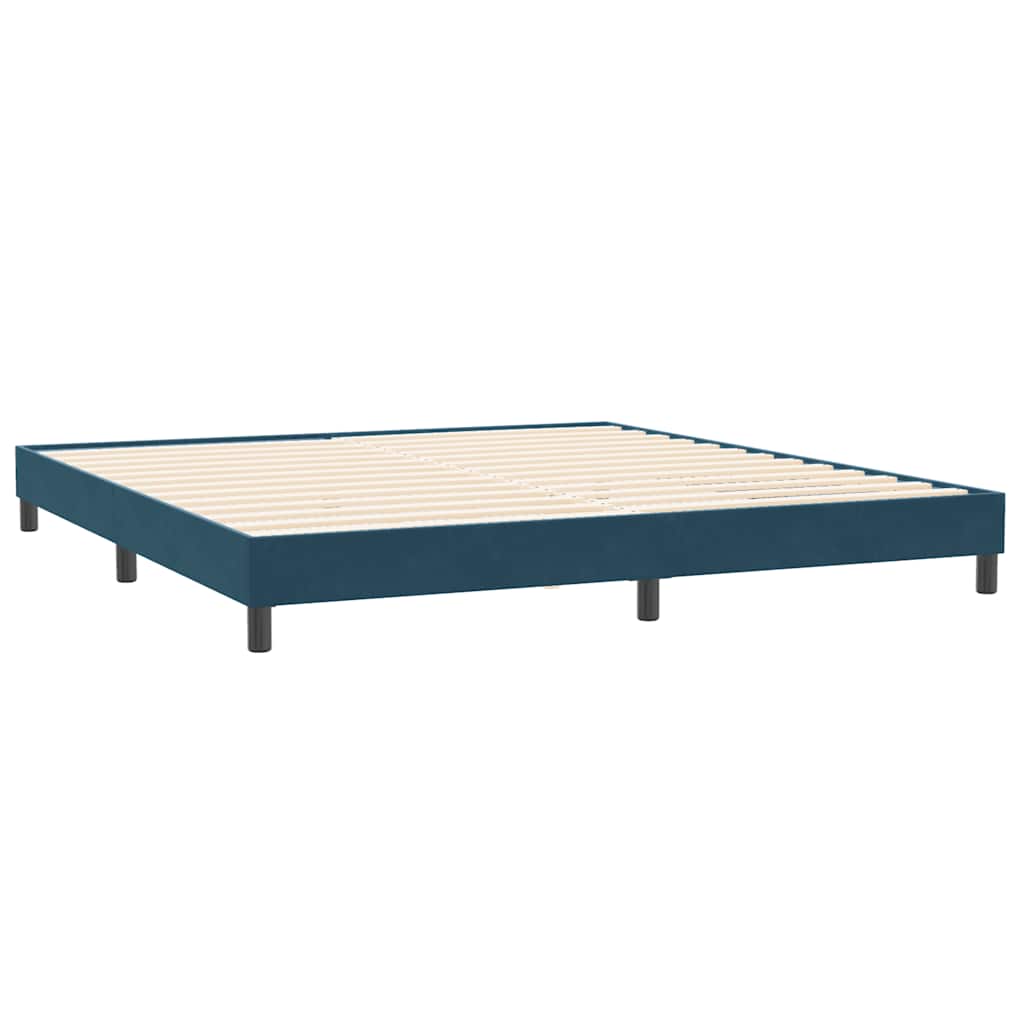 Cama com molas sem colchão 200x220 cm veludo azul-escuro