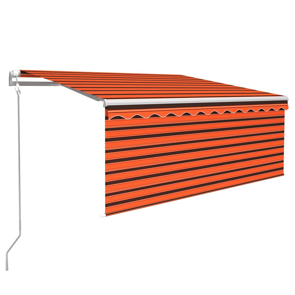 Toldo autom. estore/LED/sensor vento 3,5x2,5 m laranja/castanho