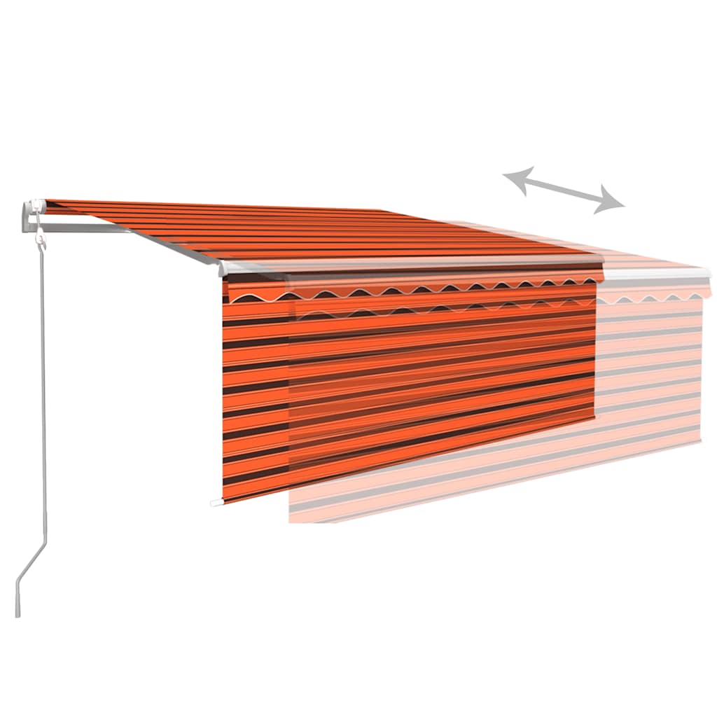 Toldo autom. estore/LED/sensor vento 3,5x2,5 m laranja/castanho
