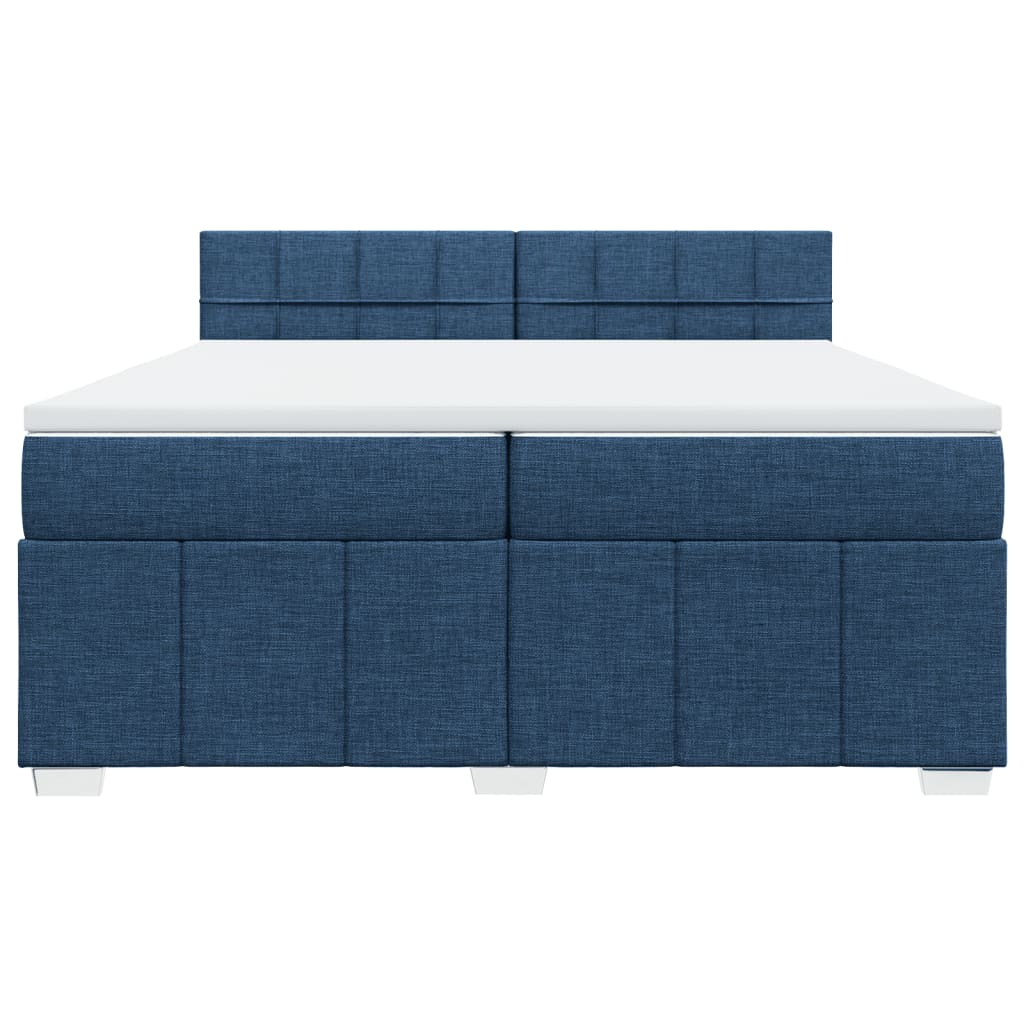 Cama com molas/colchão 200x200 cm tecido azul