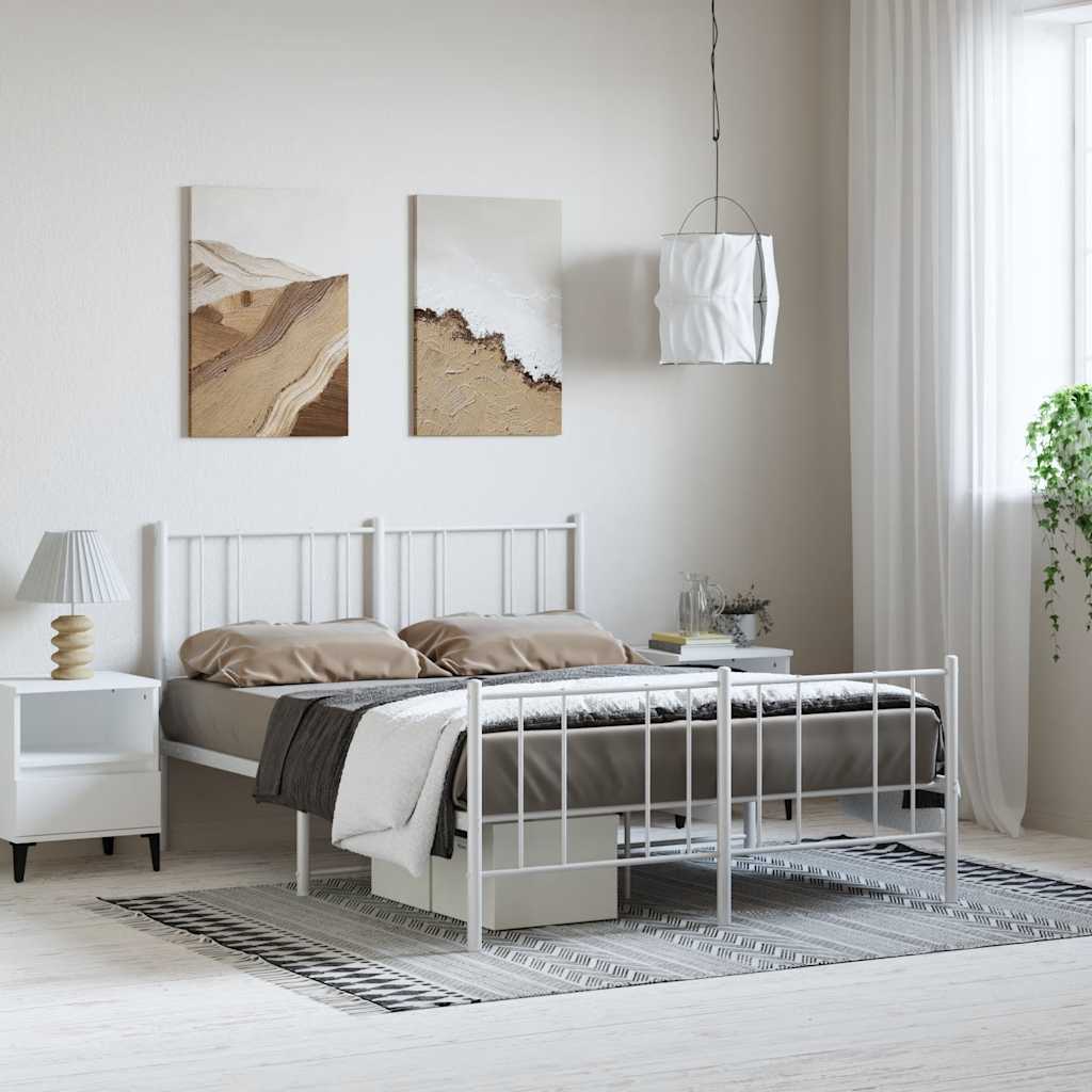 Estrutura de cama com cabeceira e pés 150x200 cm metal branco
