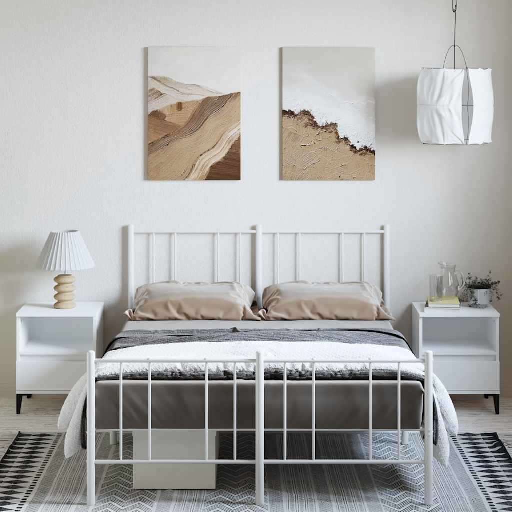Estrutura de cama com cabeceira e pés 150x200 cm metal branco