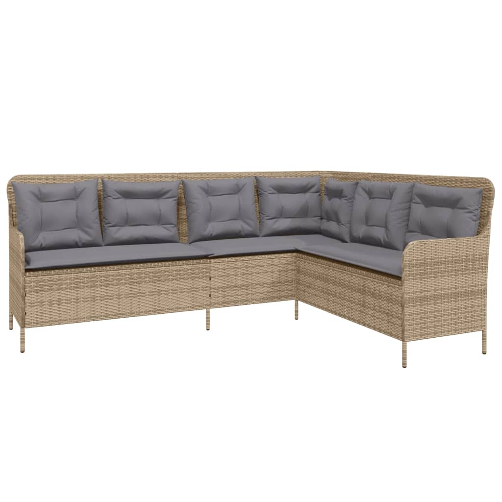 2 Pcs conjunto de sofás p/ jardim com almofadões vime PE bege
