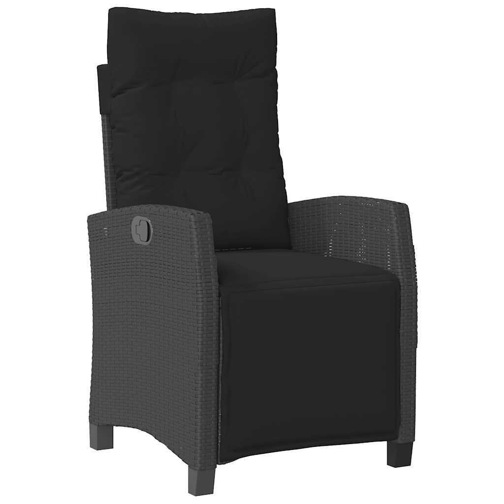 7 Pcs conjunto de jantar p/ jardim c/ almofadões vime PE preto