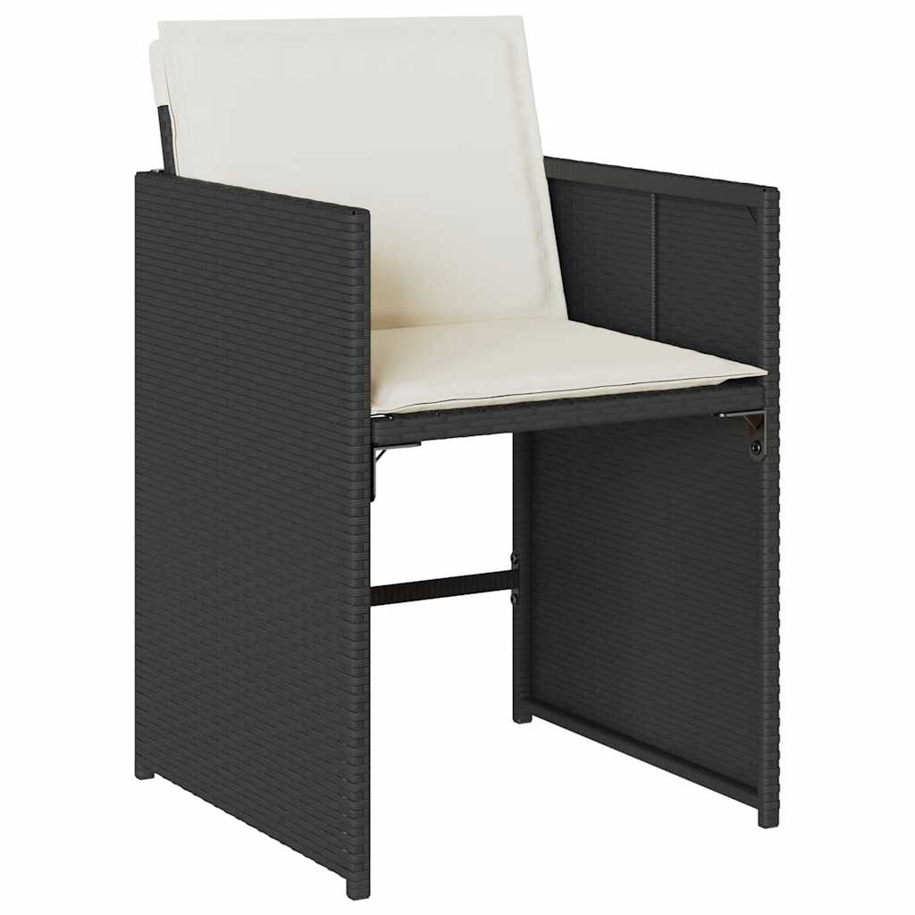 17 Pcs conjunto de jantar p/ jardim c/ almofadões vime PE preto