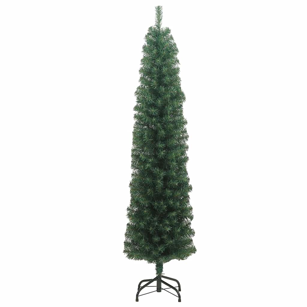 Árvore de natal artificial fina com suporte 180 cm PVC verde