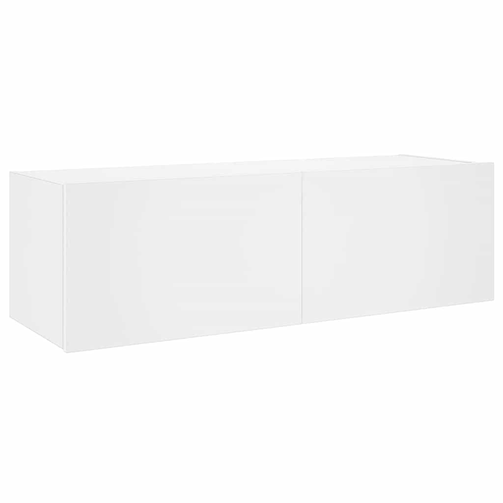 Móvel de parede para TV com luzes LED 100x35x31 cm branco