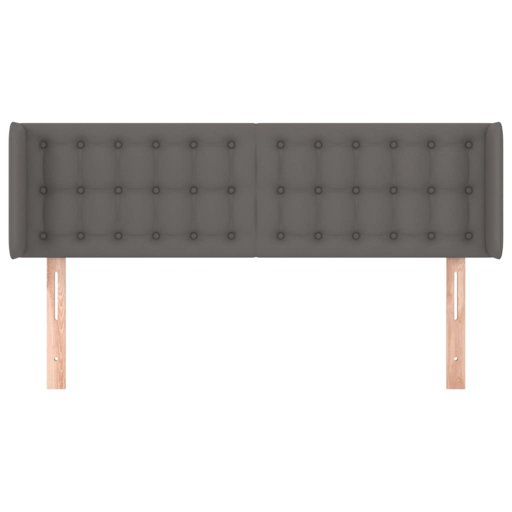 Cabeceira de cama c/ abas couro artificial 147x16x78/88cm cinza
