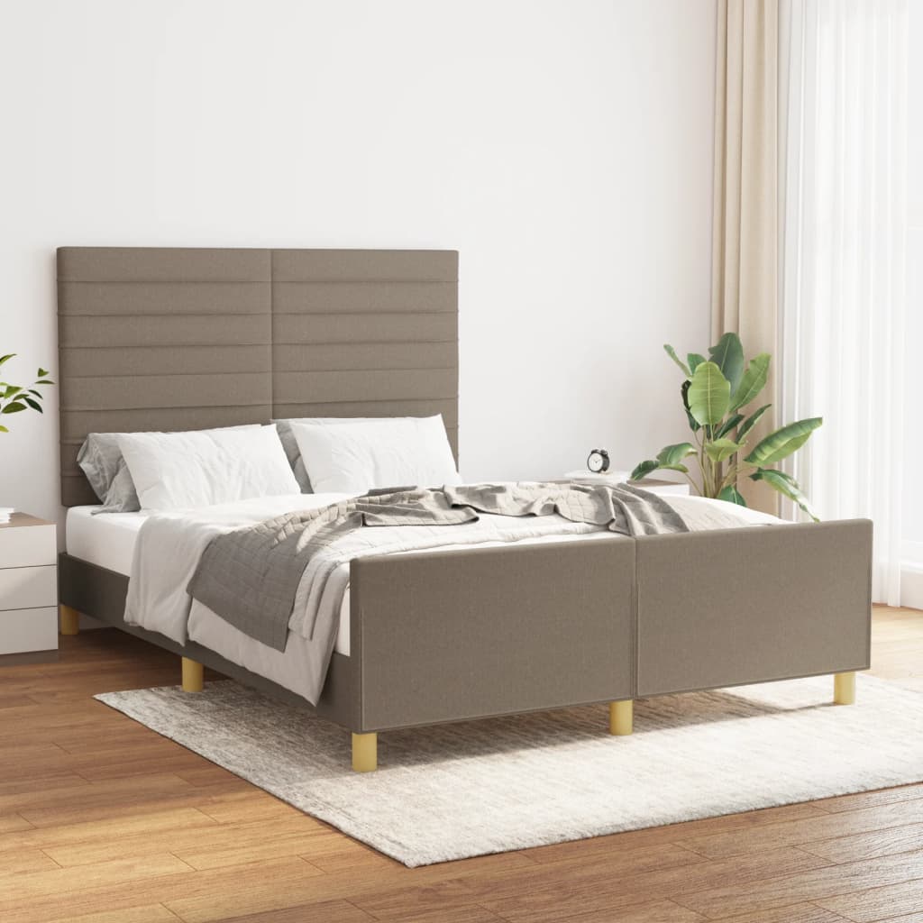 Cama sem colchão 140x190 cm tecido castanho-acinzentado