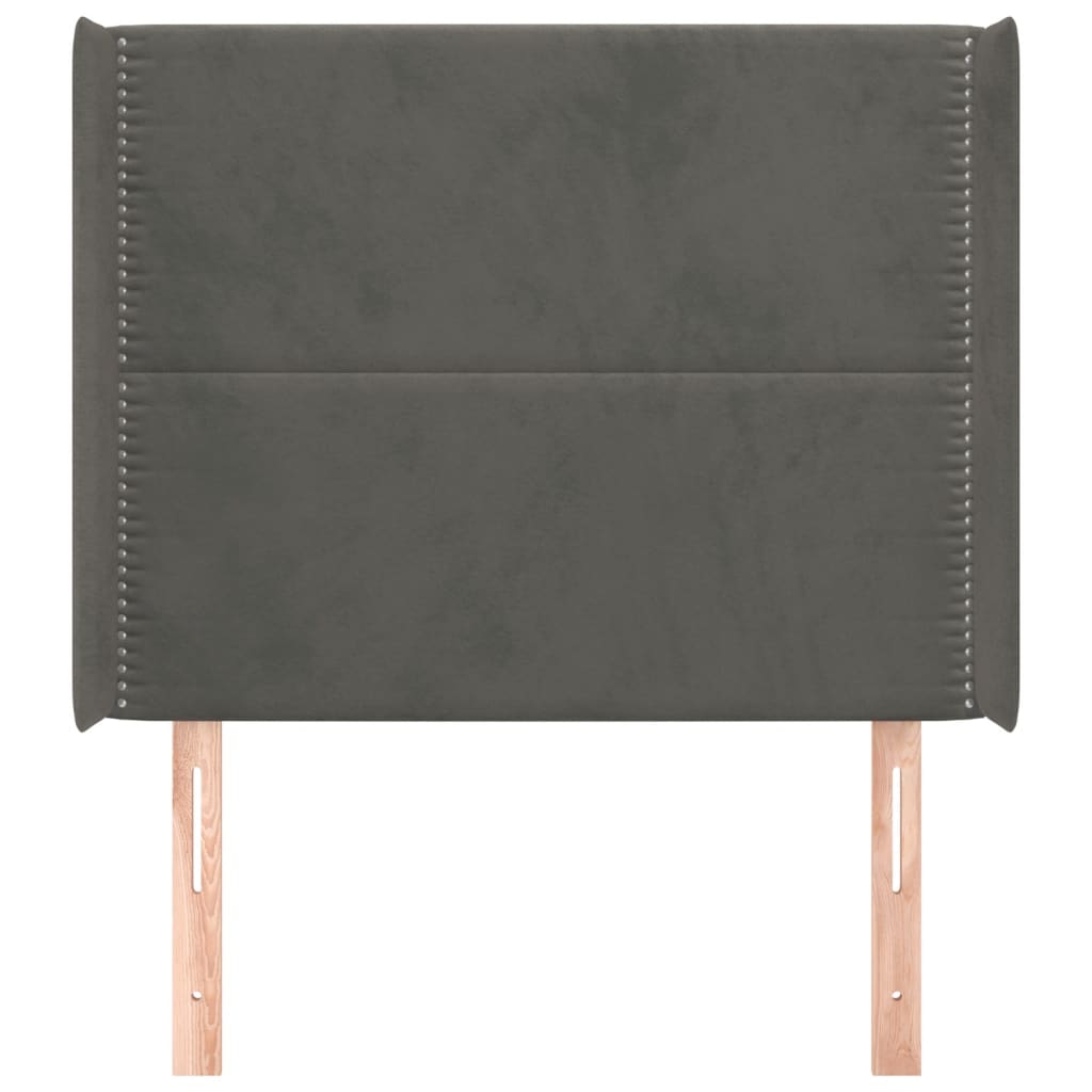 Cabeceira cama c/ abas veludo 83x16x118/128 cm cinzento-escuro