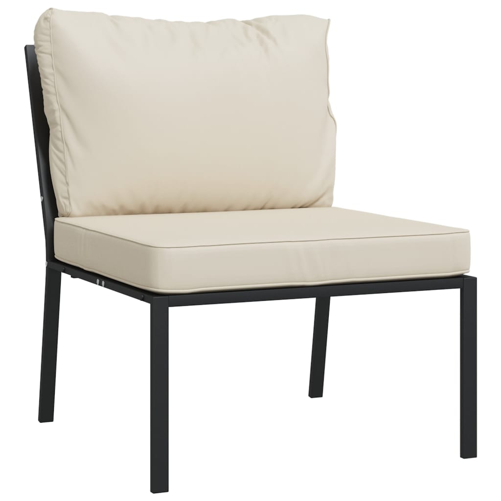 Cadeiras de jardim c/ almofadões cor areia 2 pcs 60x74x79cm aço