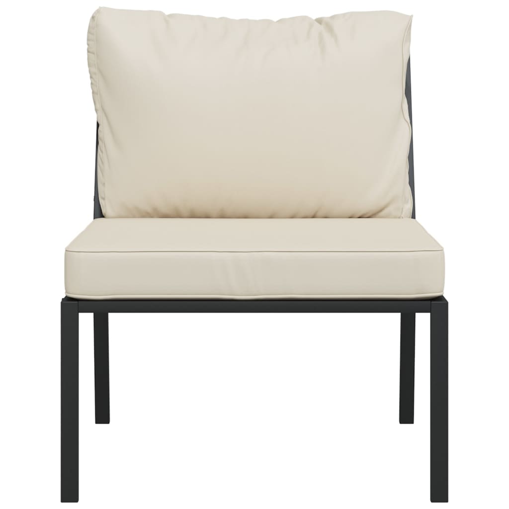 Cadeiras de jardim c/ almofadões cor areia 2 pcs 60x74x79cm aço