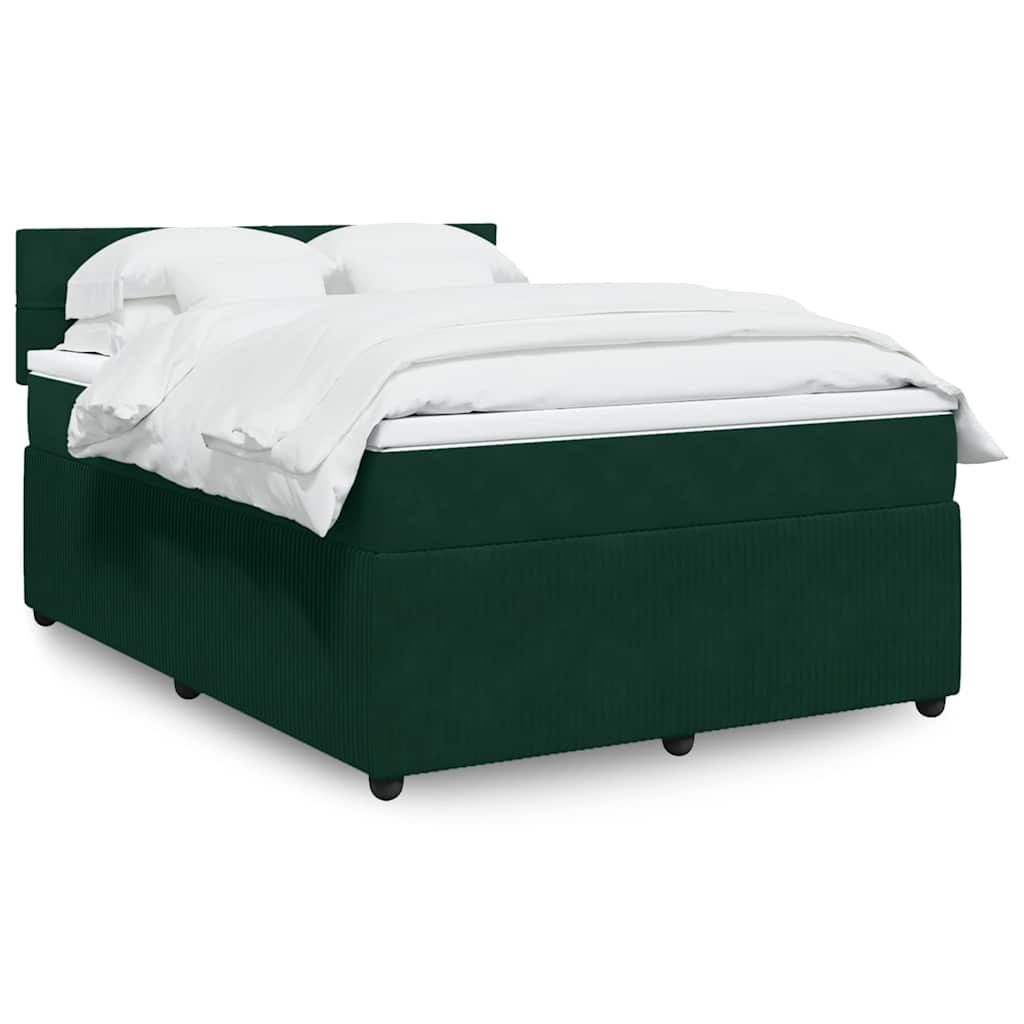 Cama com molas/colchão 160x200 cm veludo verde-escuro