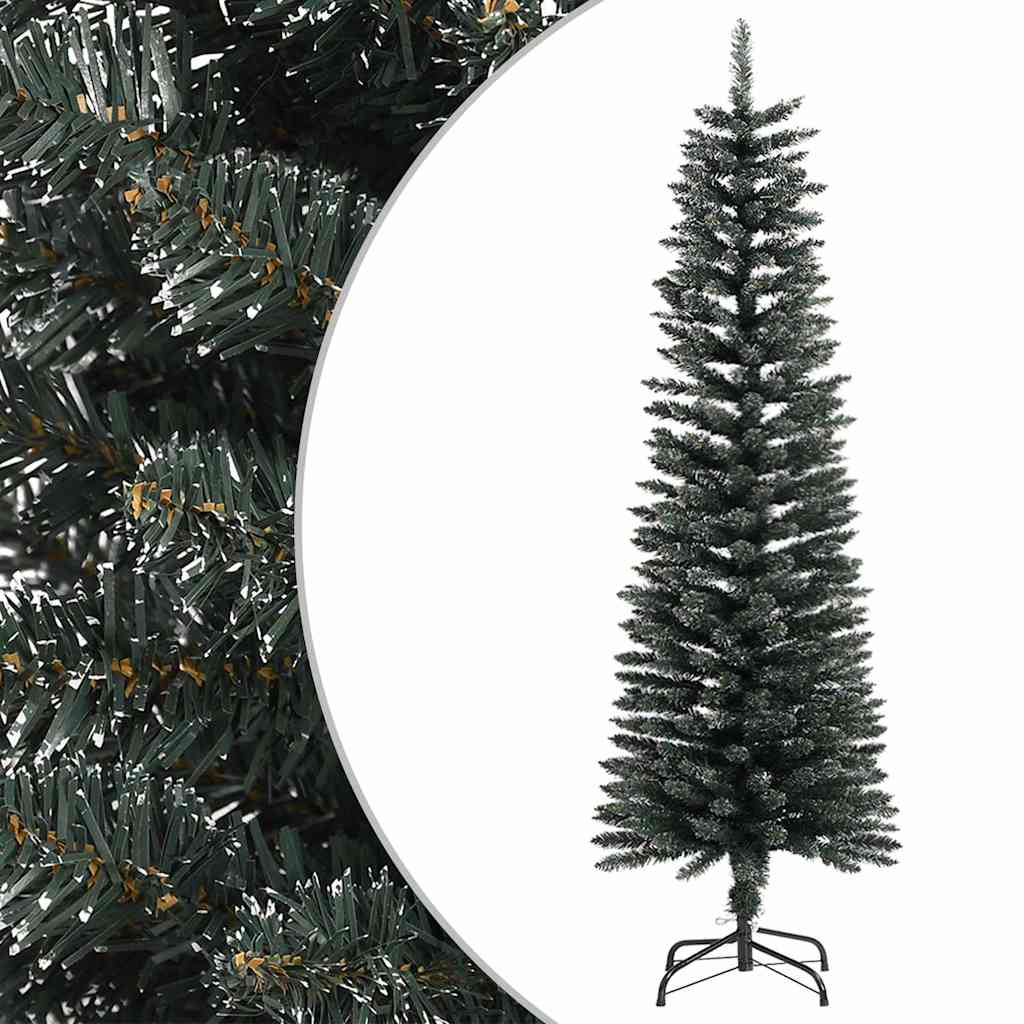 Árvore de natal artificial fina com suporte 150 cm PVC verde