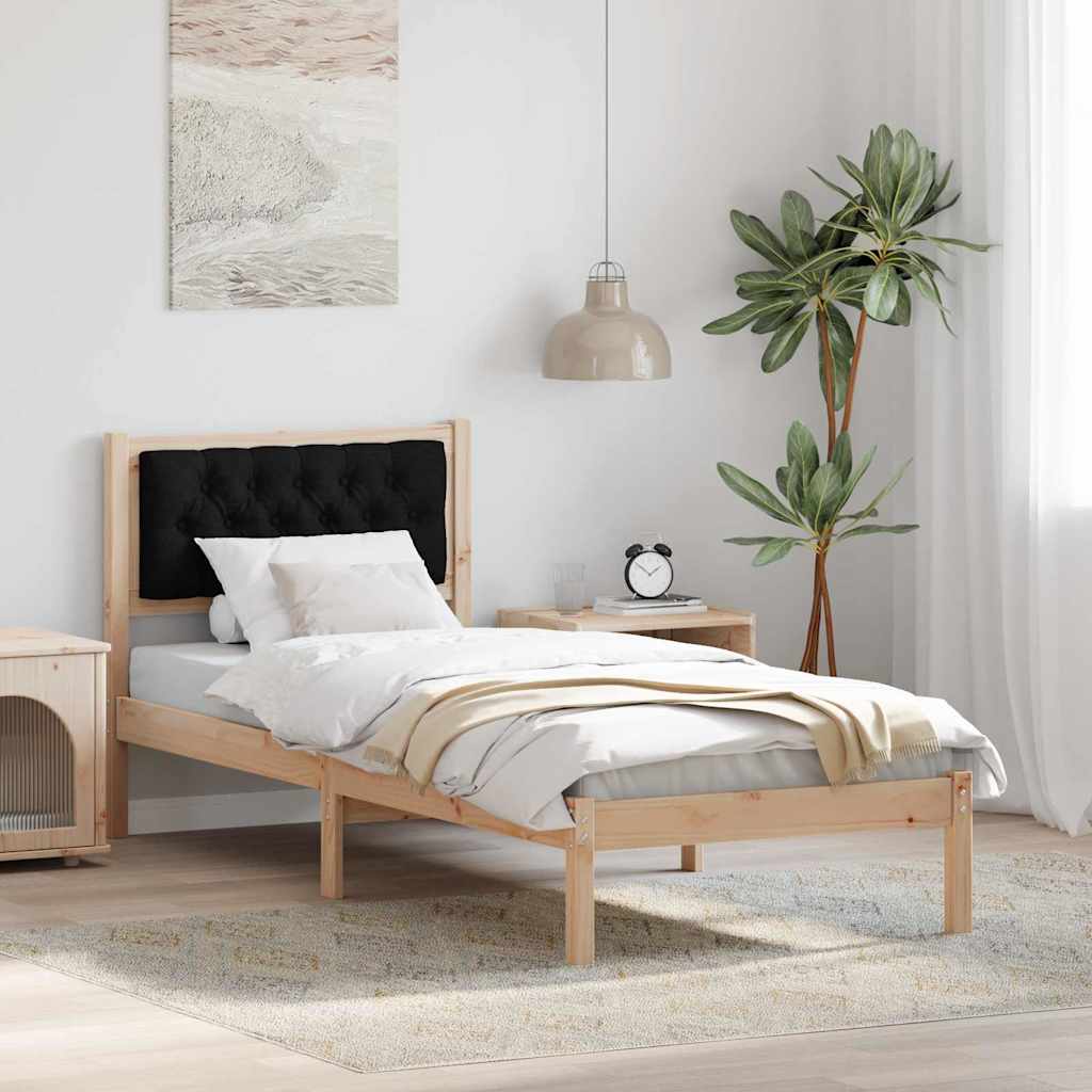 Estrutura da cama preto 80 x 200 cm madeira de pinheiro sólida
