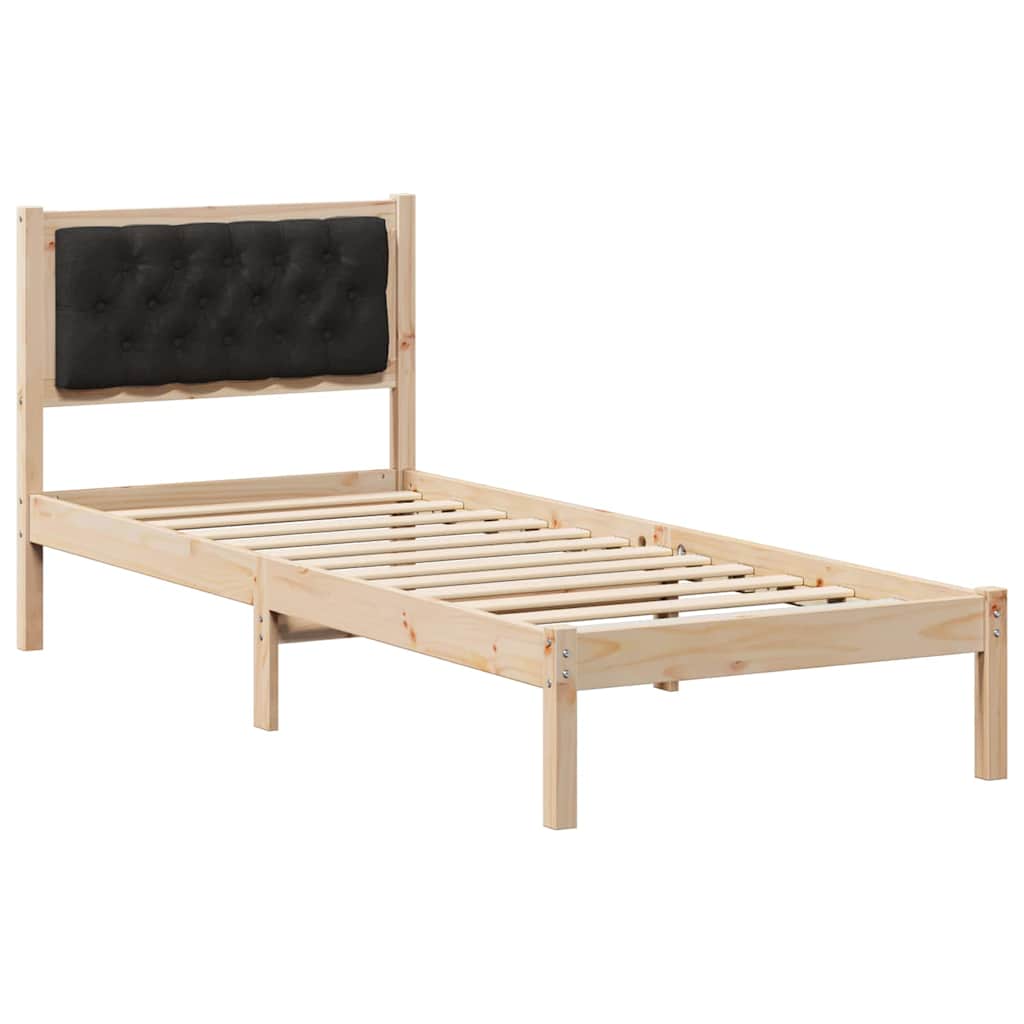 Estrutura da cama preto 80 x 200 cm madeira de pinheiro sólida