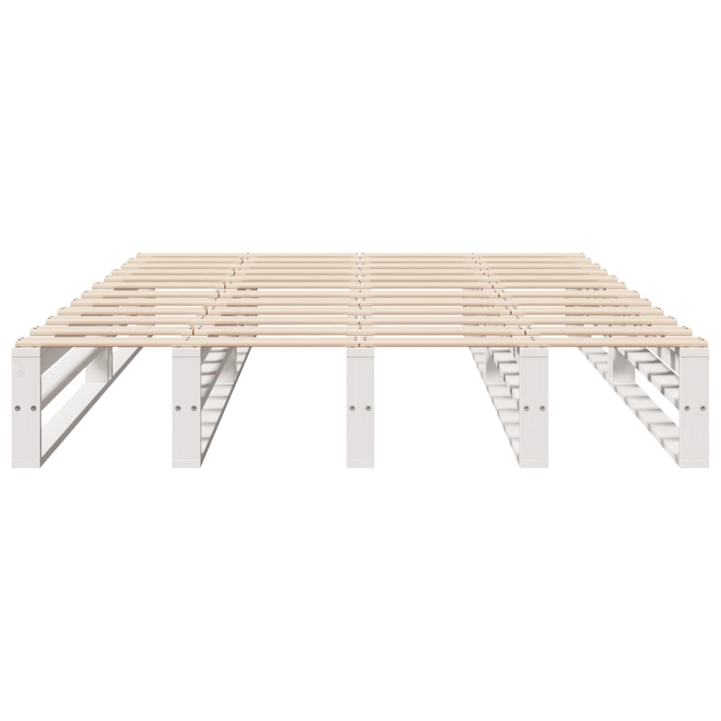 Cama sem colchão 140x190 cm madeira de pinho maciça branco