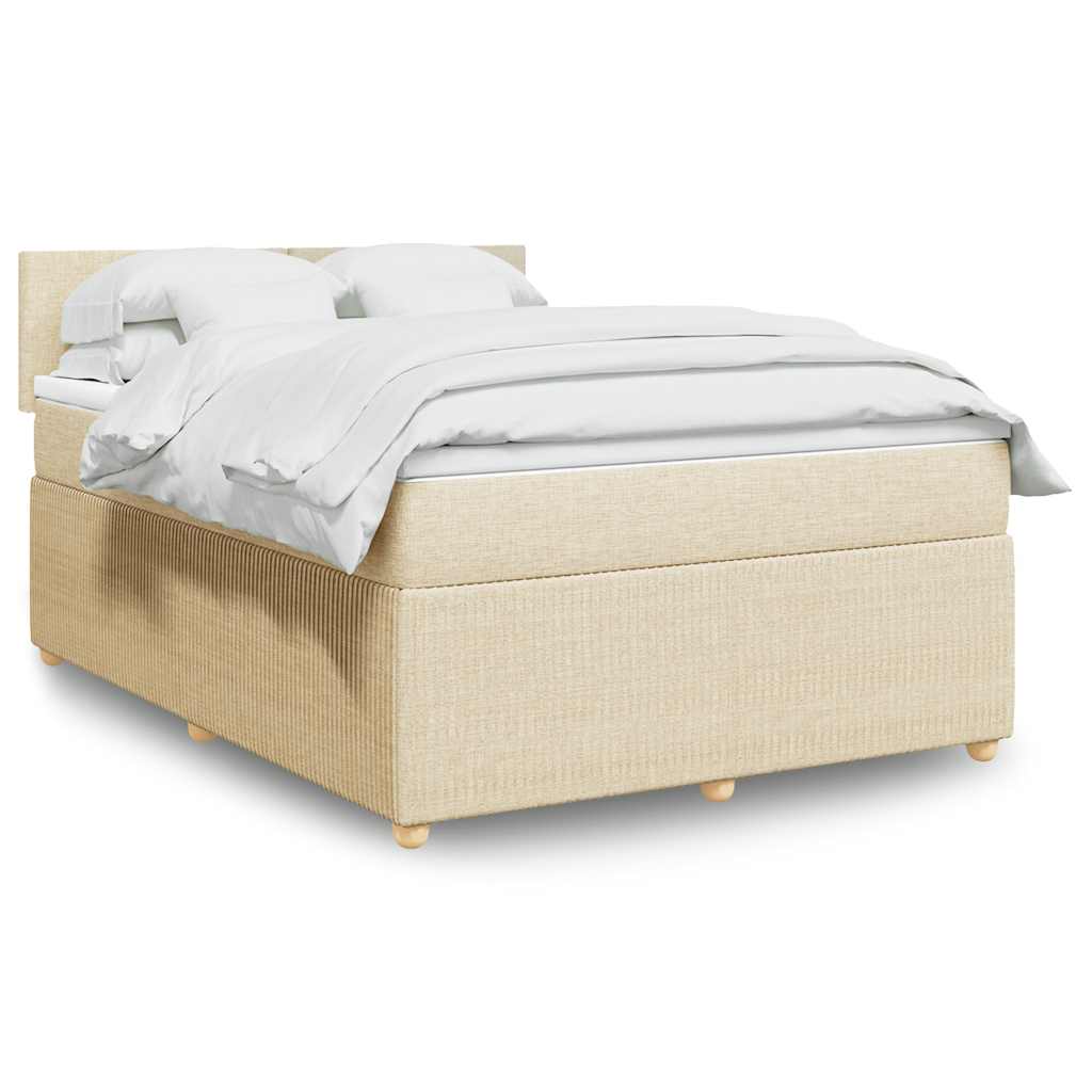 Cama com molas/colchão 140x190 cm tecido cor creme