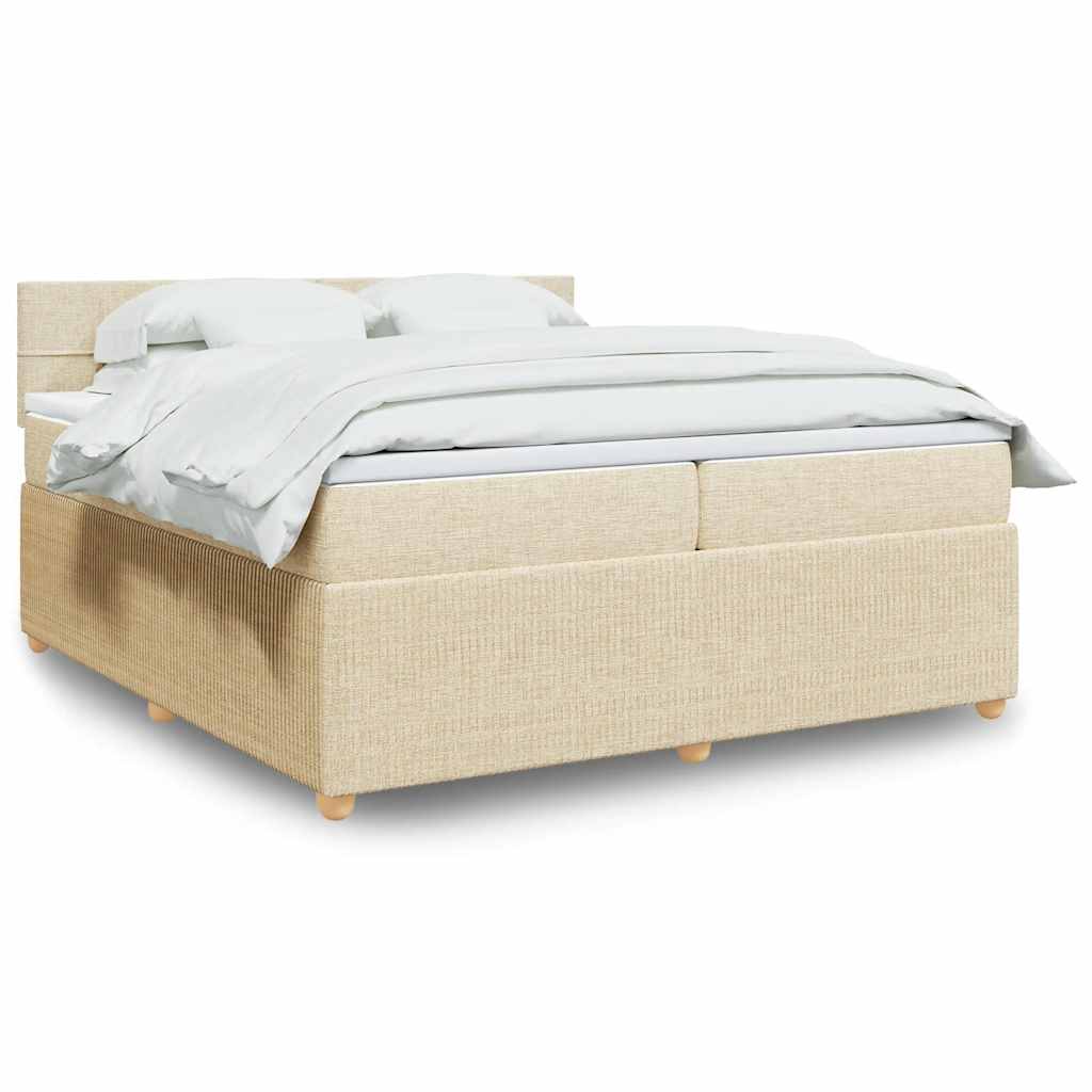 Cama com molas/colchão 200x200 cm tecido cor creme