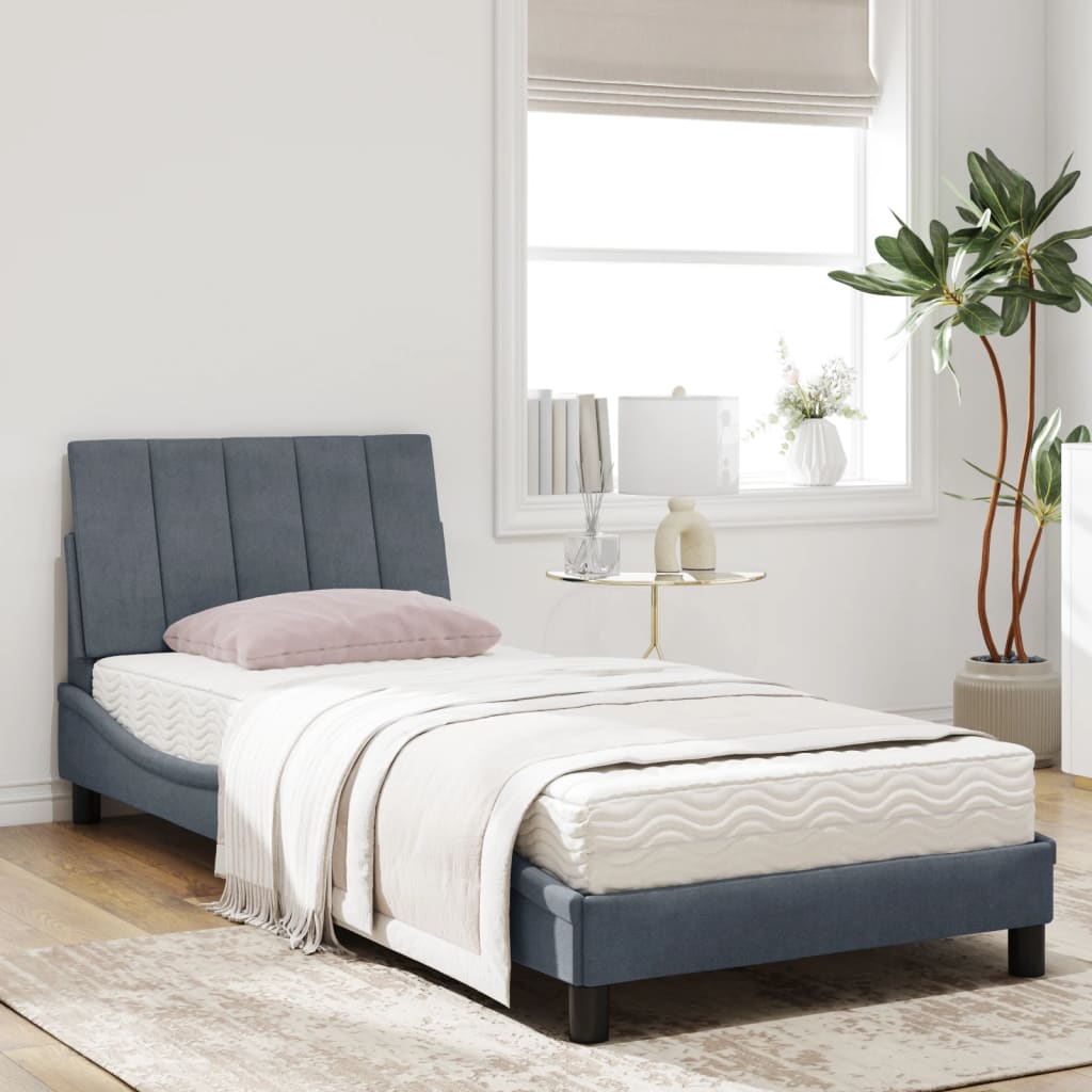 Cama com colchão hanko 90x200 cm veludo cinzento-escuro
