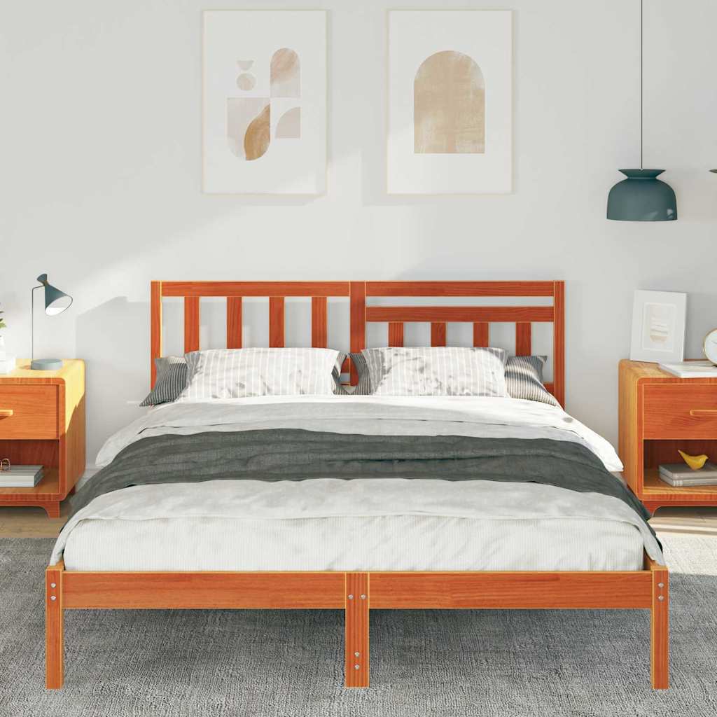 Estrutura da cama com cabeceira marrom cera 140 x 200 cm