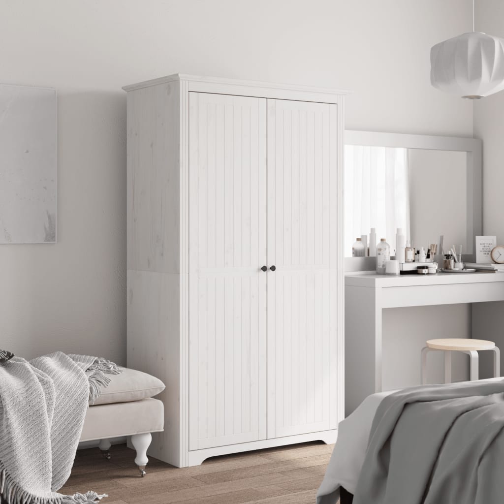 Roupeiro bodo 99x53,5x173 cm madeira de pinho maciça branco