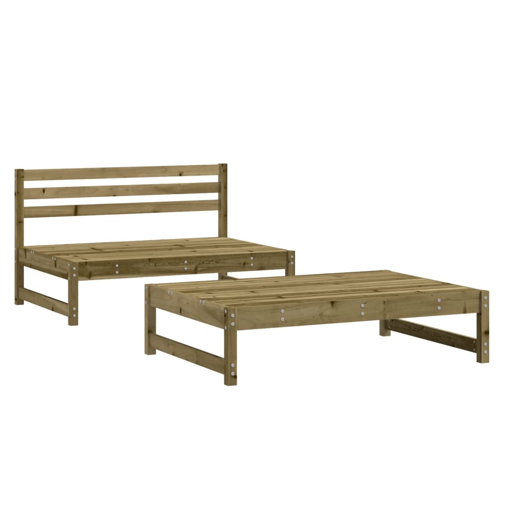 2 Pcs conjunto lounge de jardim madeira de pinho impregnada