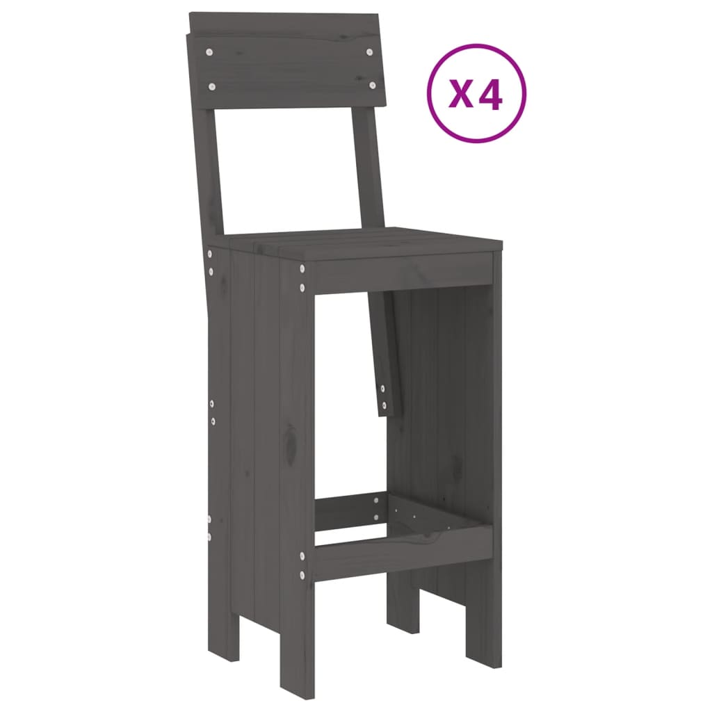 5 Pcs conjunto de bar para jardim pinho maciço cinzento