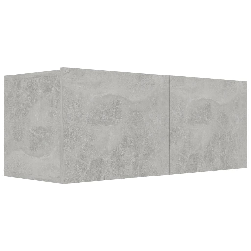 4 Pcs conjunto de móveis de TV derivados madeira cinza cimento