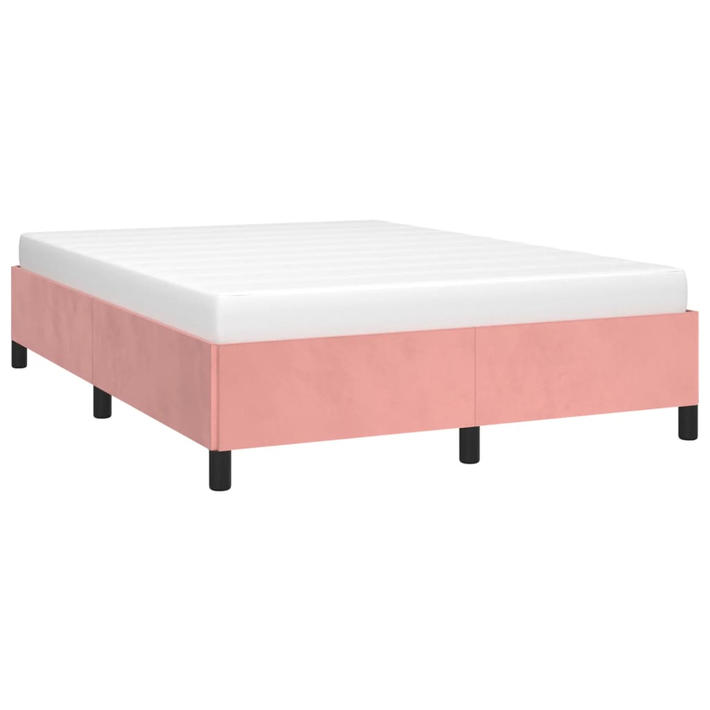 Estrutura de cama sem colchão 140x190 cm veludo rosa