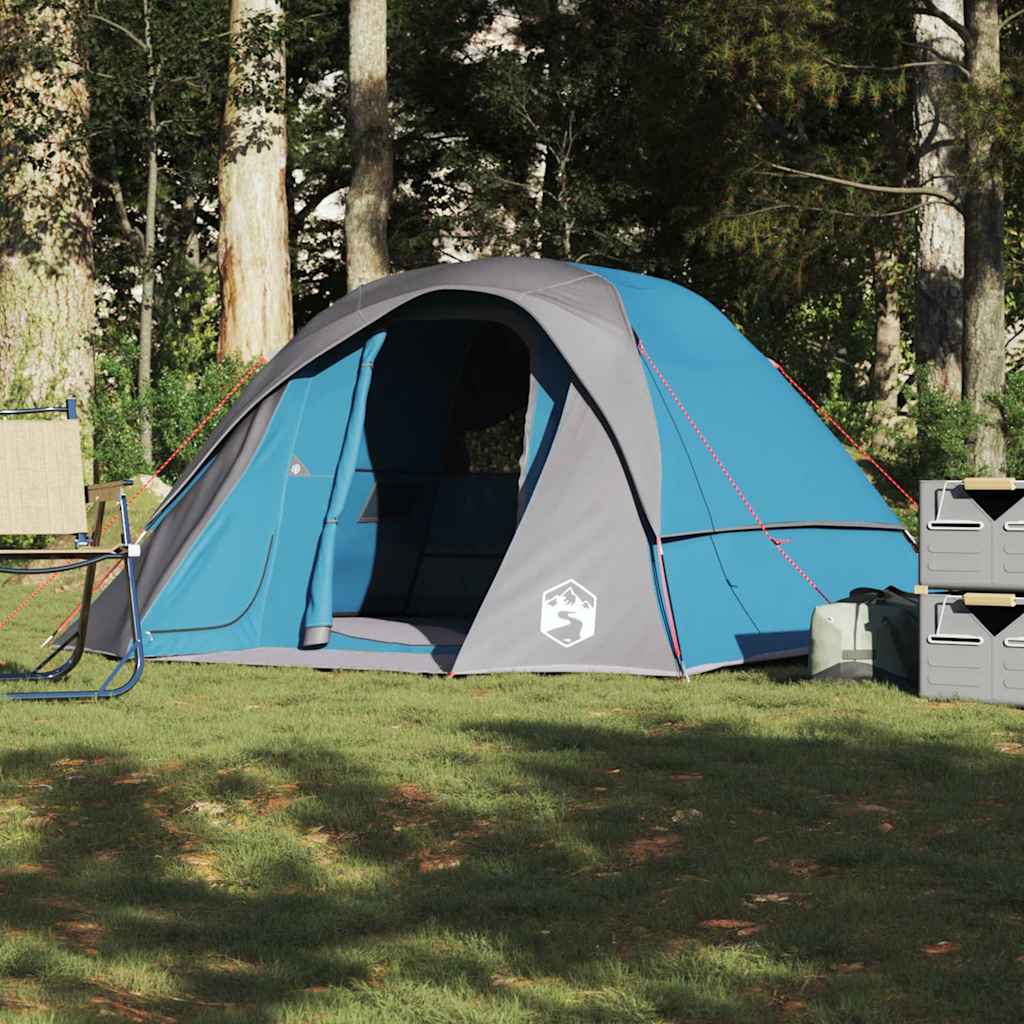 Tenda de campismo cabana para 4 pessoas impermeável azul