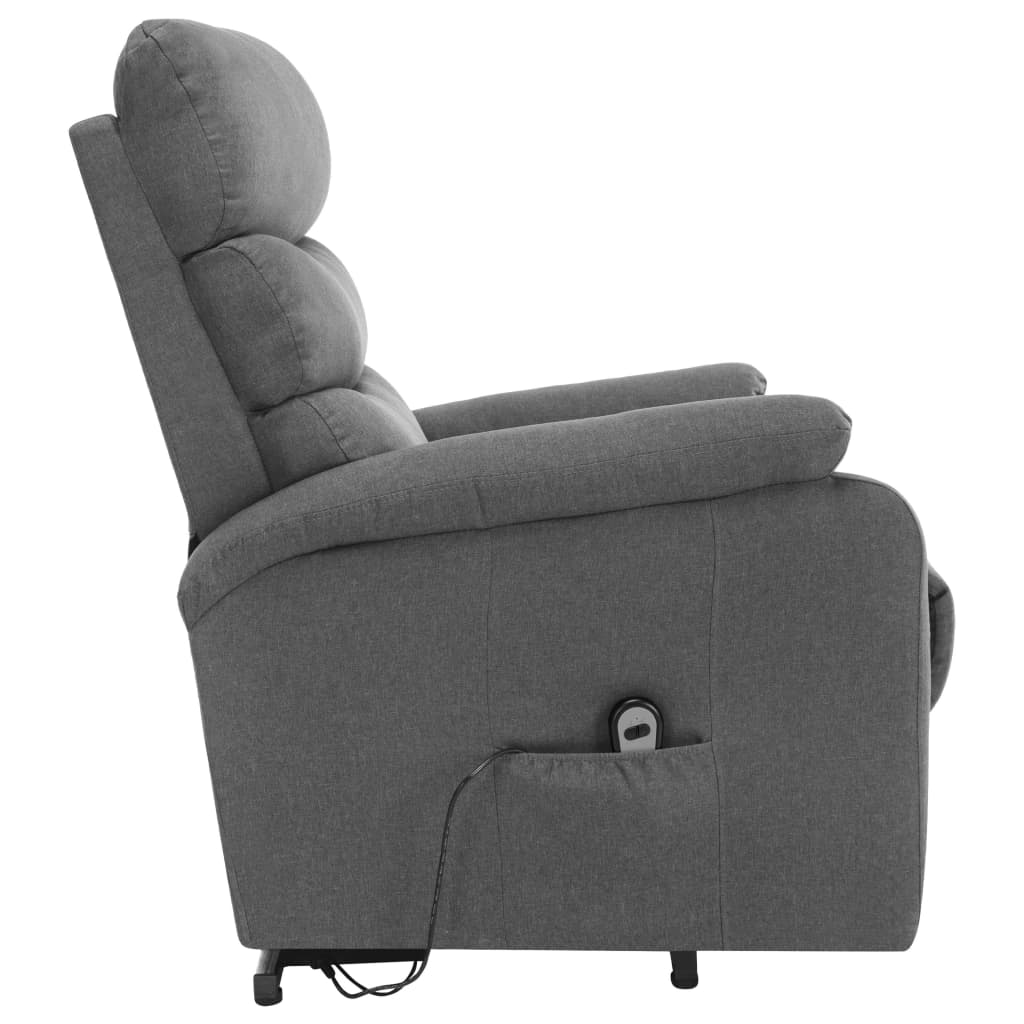 Poltrona elevatória de massagens tecido cinzento-claro