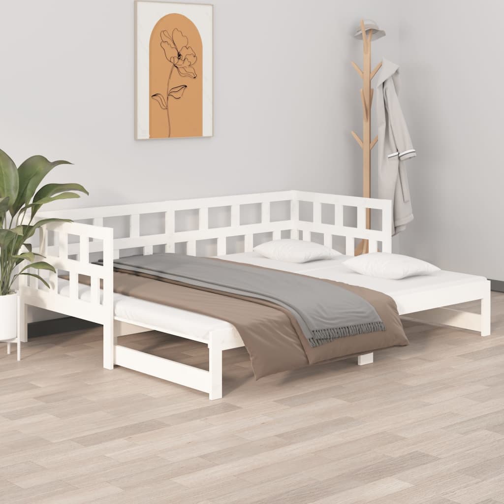 Estrutura sofá-cama de puxar 2x(80x200) cm pinho maciço branco