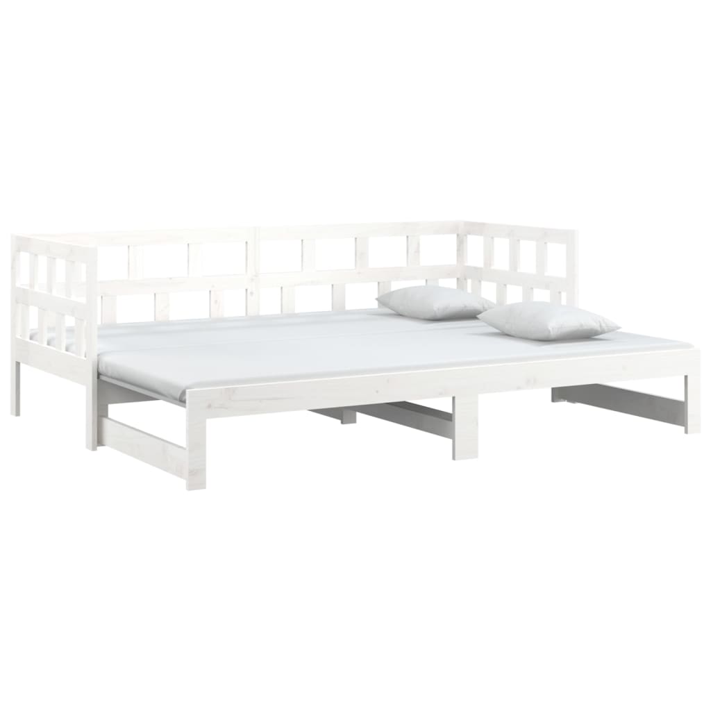 Estrutura sofá-cama de puxar 2x(80x200) cm pinho maciço branco
