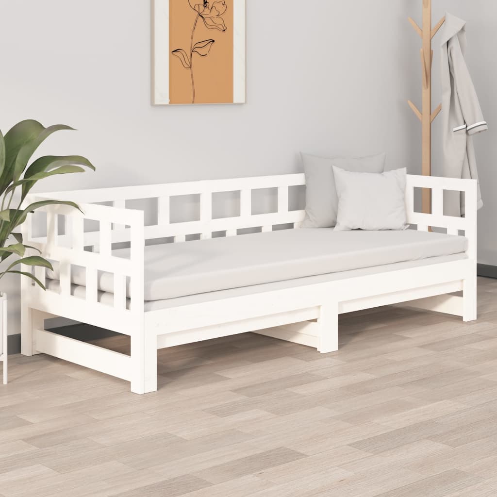 Estrutura sofá-cama de puxar 2x(80x200) cm pinho maciço branco
