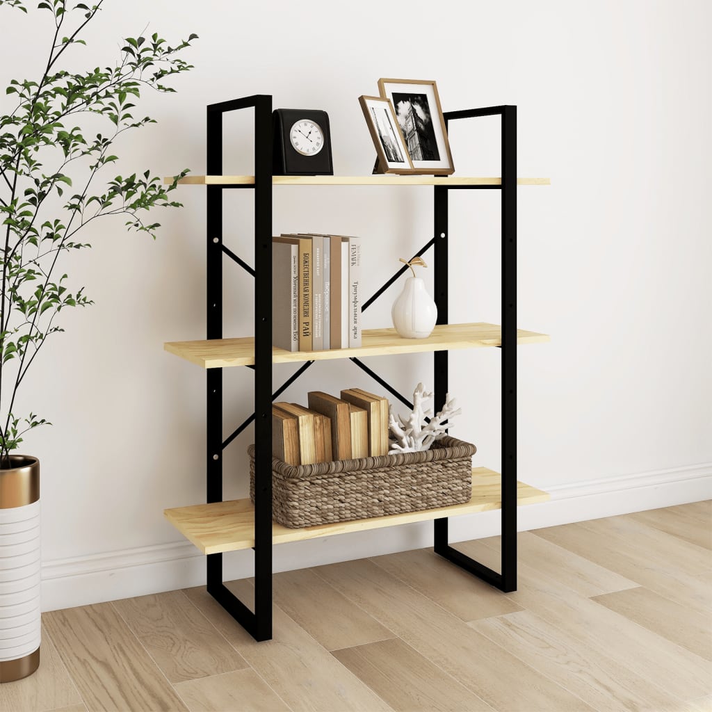 Estante com 3 prateleiras 80x30x105 cm pinho maciço castanho